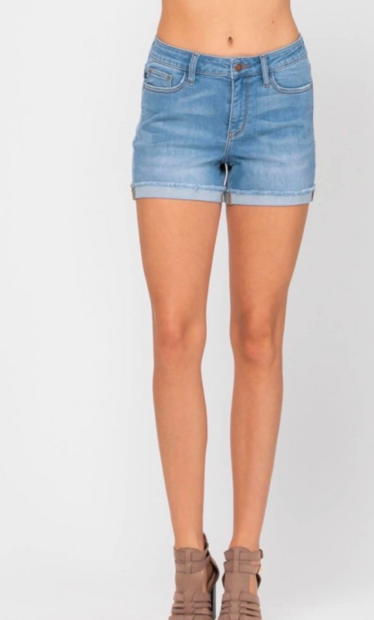 Judy Blue Mid Rise Light Wash Shorts