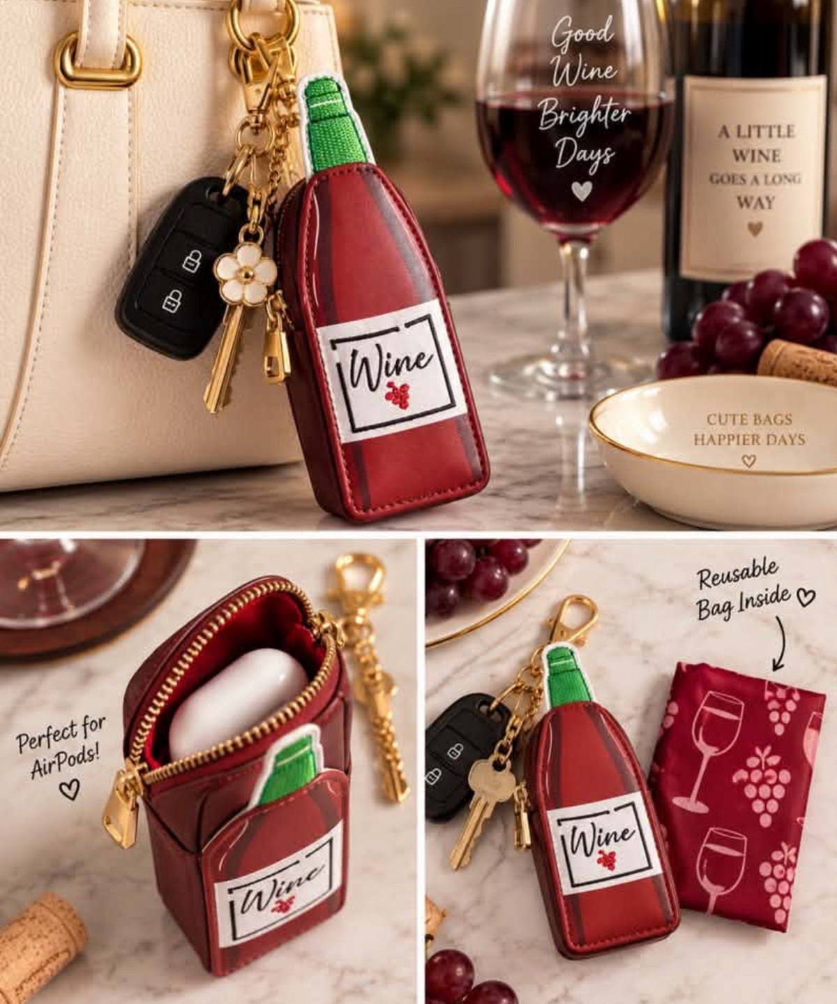 The Wine O’Clock Bag Charm & Bag