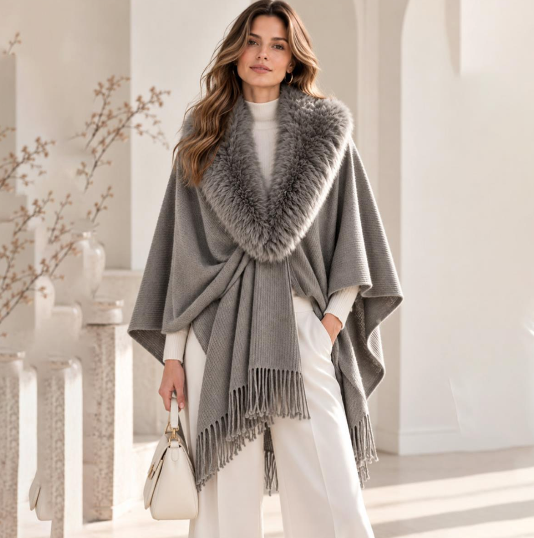 The Aspen House Fur-Trimmed Wrap
