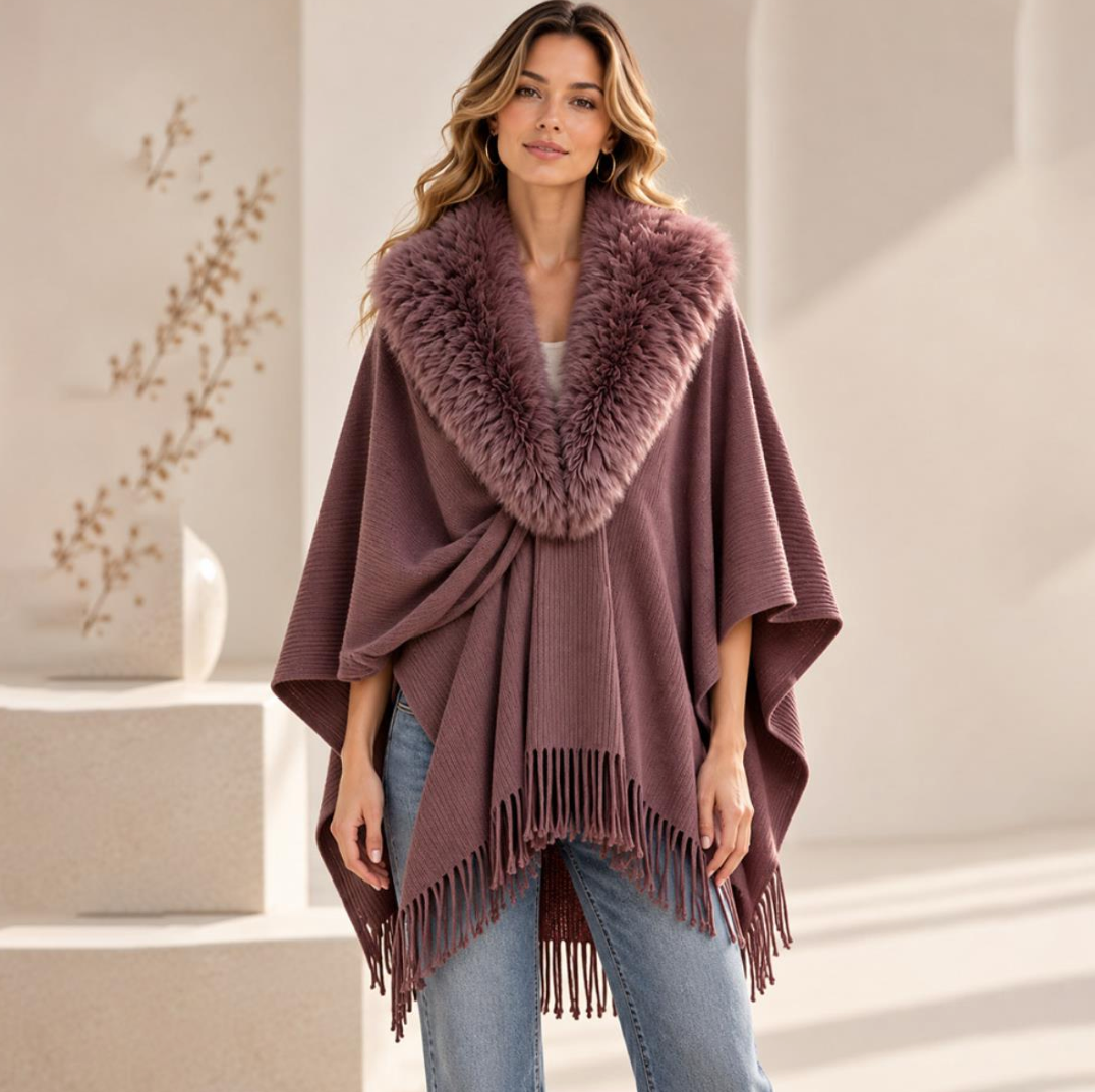 The Aspen House Fur-Trimmed Wrap