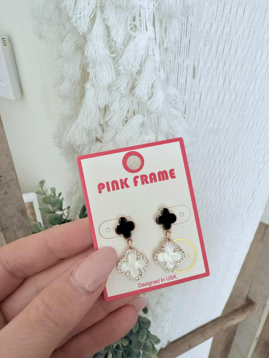 Rhinestone Accented Quatrefoil Drop Earrings