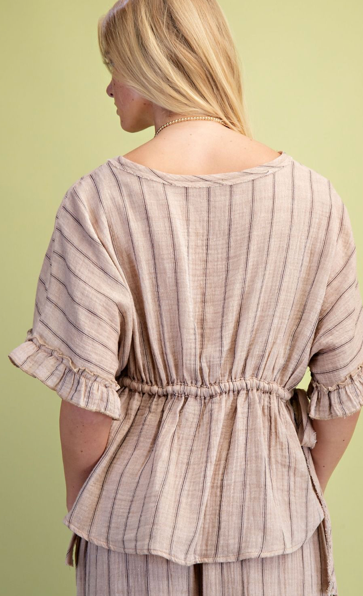 STRIPED COTTON GAUZE PANTS