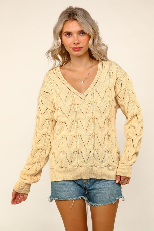 Patterned Sweater Knit Top