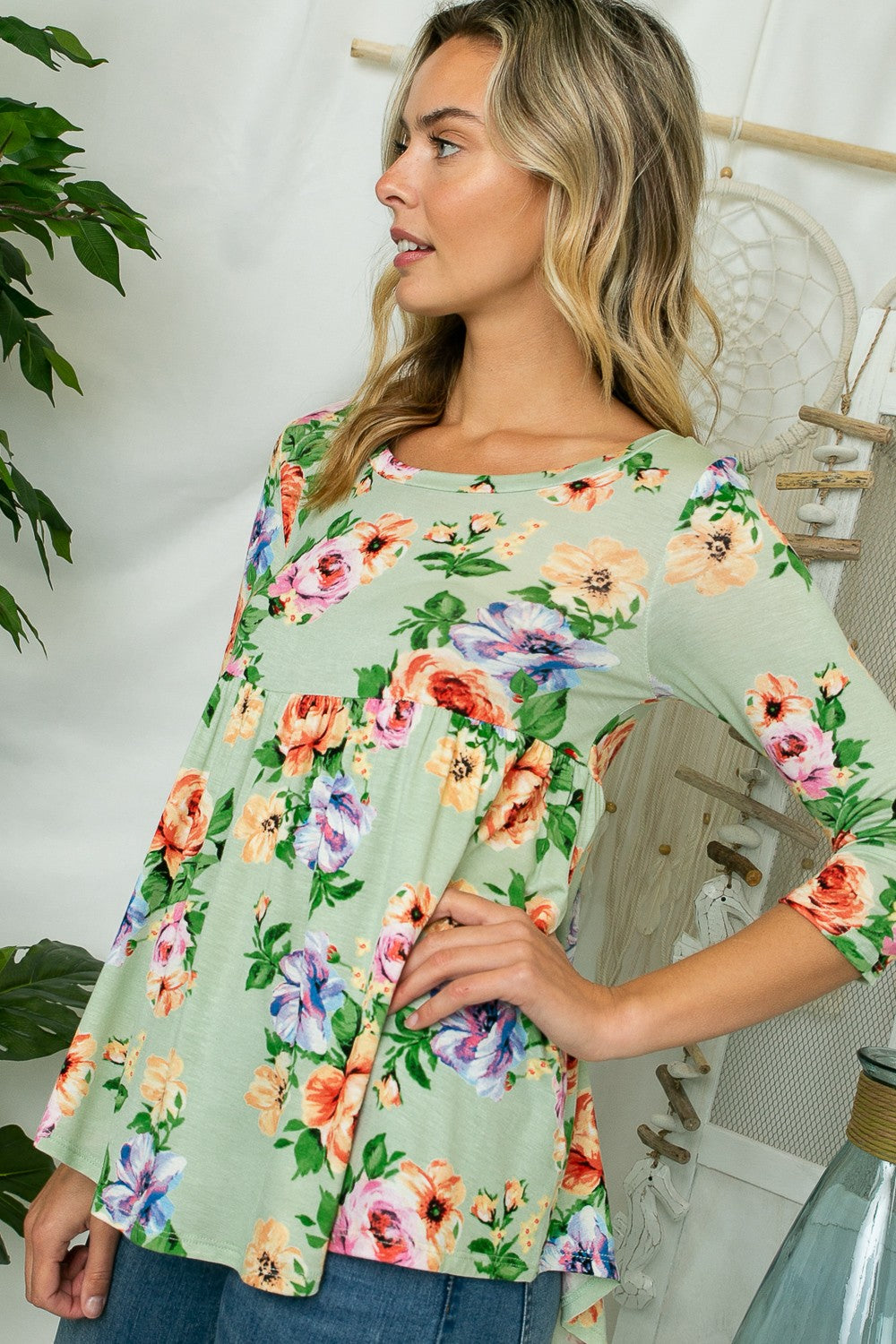 FLORAL PRINT JERSEY BABYDOLL TO