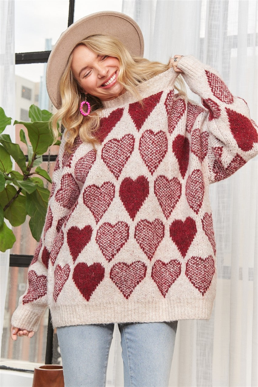 Heart Print Pullover