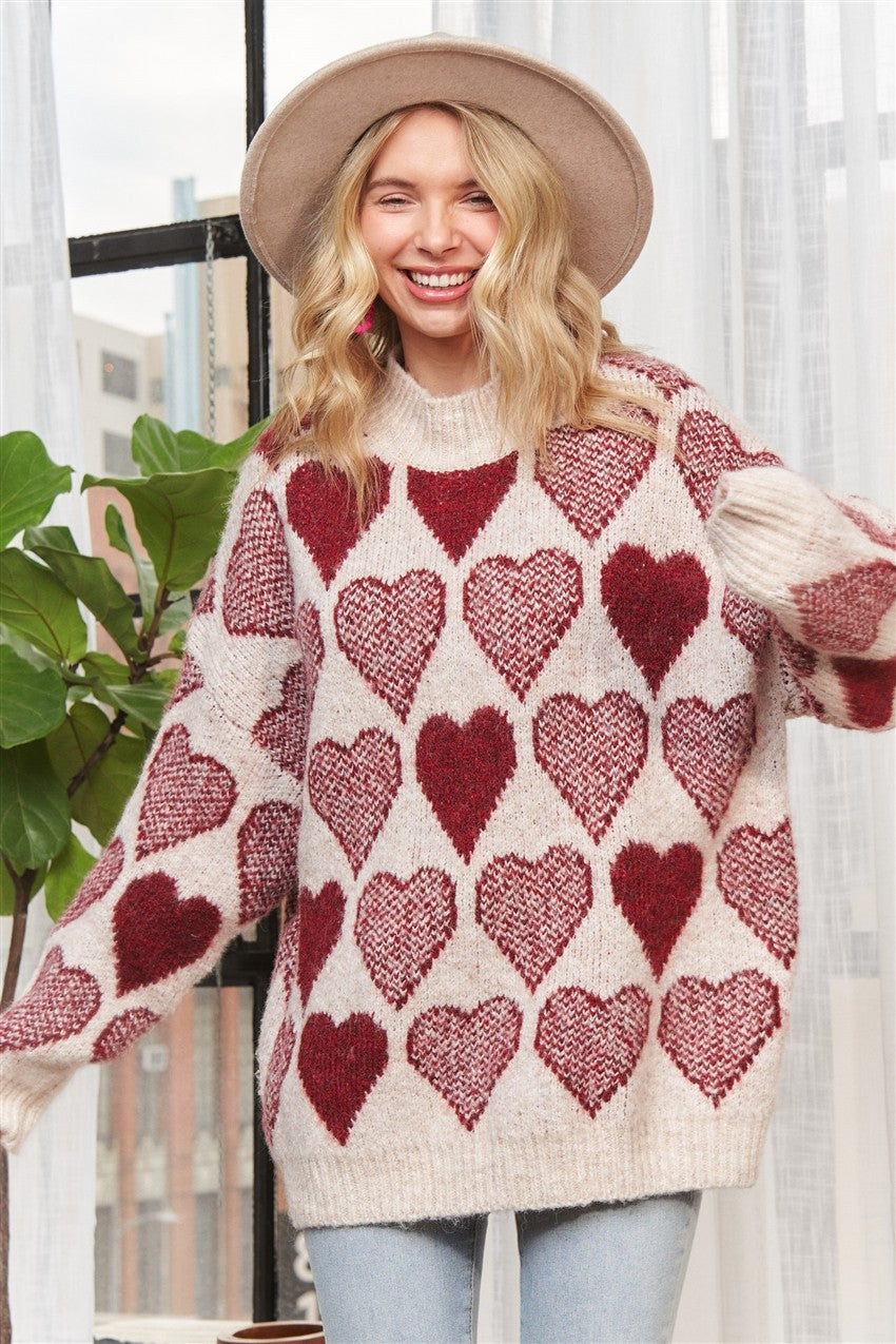Heart Print Pullover