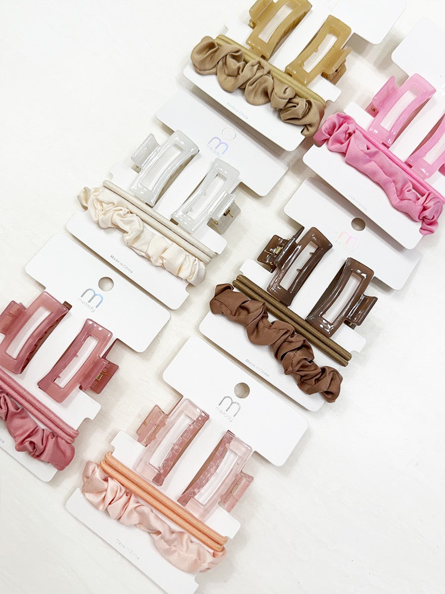 Mini Jaw Clips With Matching Hair Ties