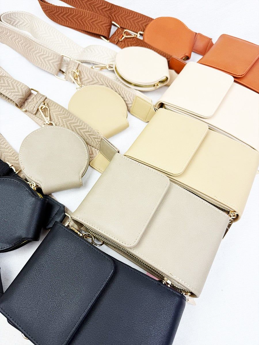 Triple Pocket Coin Purse & Faux Leather Sling Bag
