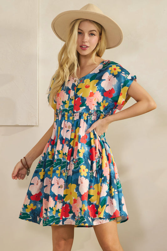 Midnight Garden Button Dress