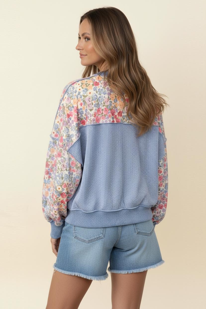 Triangle Oversized Long Sleeve Floral Top