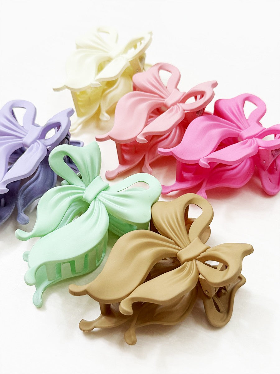 Soft Tone Matte Bow Hair Clip Claw