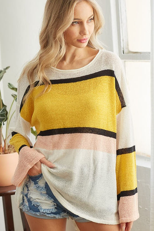 Low Gauge Stripe Sweater Top