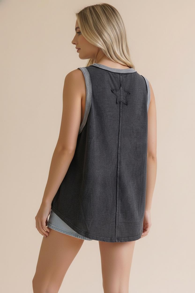 Color Block Star Patchwork Top