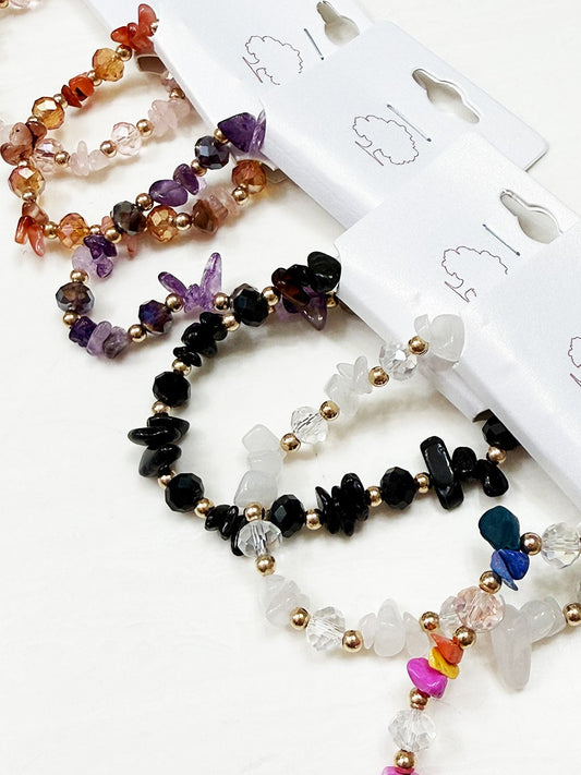 Variety Tone Irregular Stone Stretch Bracelets