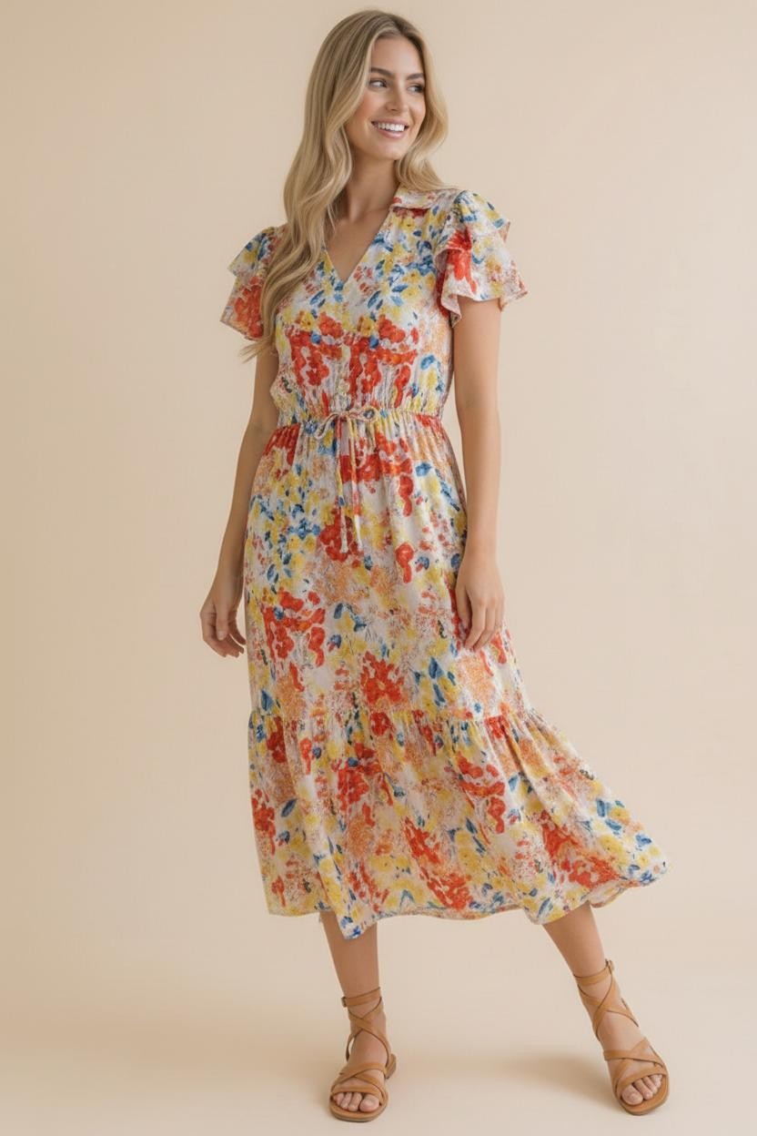 Floral Print Woven Maxi Dress