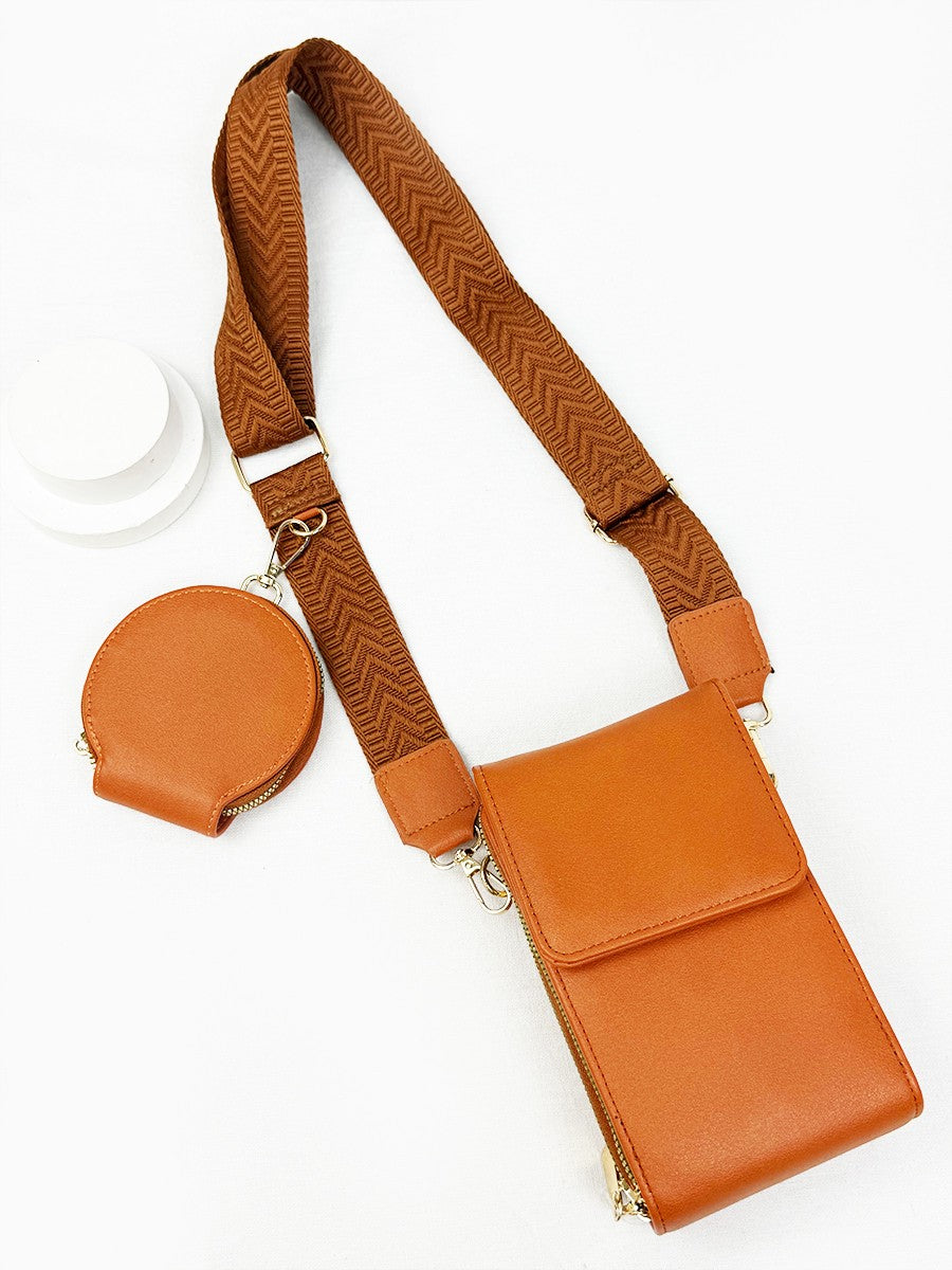 Triple Pocket Coin Purse & Faux Leather Sling Bag