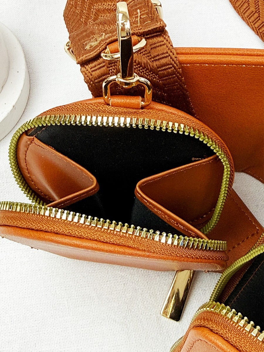 Triple Pocket Coin Purse & Faux Leather Sling Bag