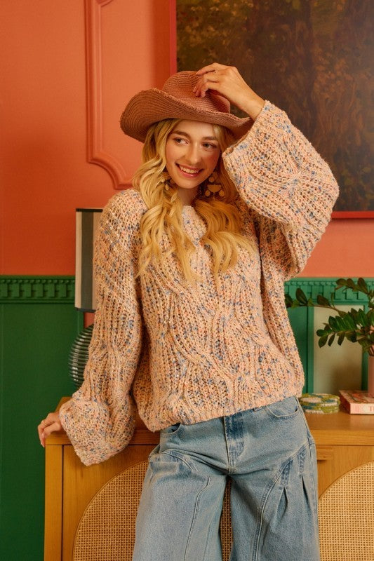 Textured Multi Colors Sweater Top Relaxed Fit