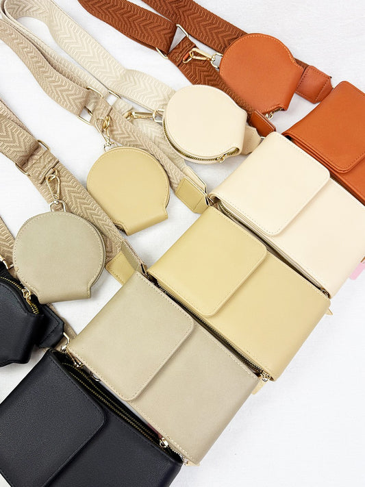 Triple Pocket Coin Purse & Faux Leather Sling Bag
