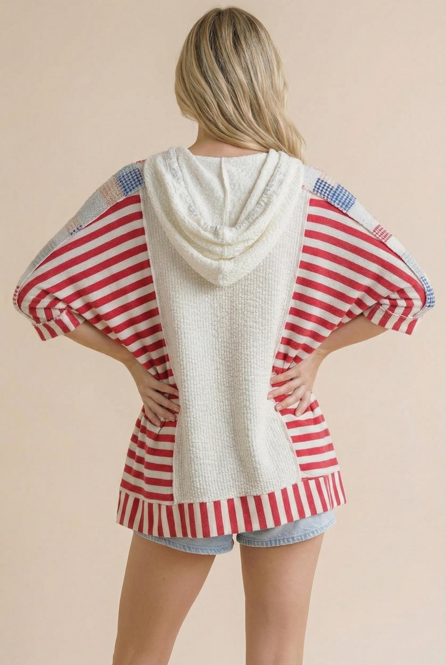 Short Sleeve Patchwork Oversized Knit Top