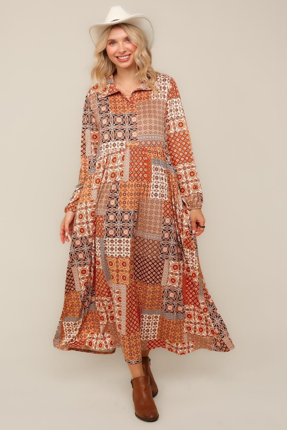 Fit And Flare Maxi Bohemian With Side Pockets