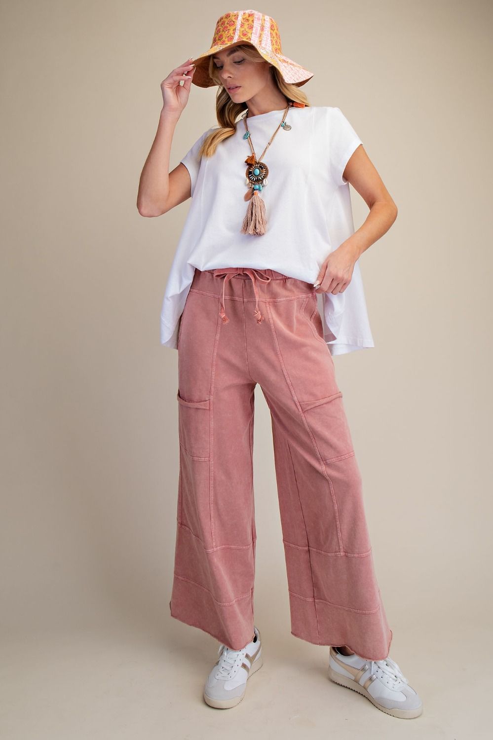 MINERAL WASHED TERRY KNIT PANTS