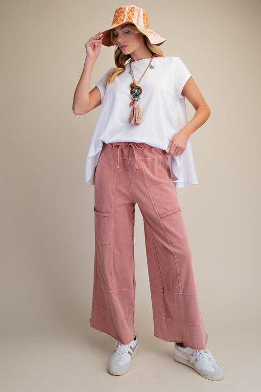 MINERAL WASHED TERRY KNIT PANTS