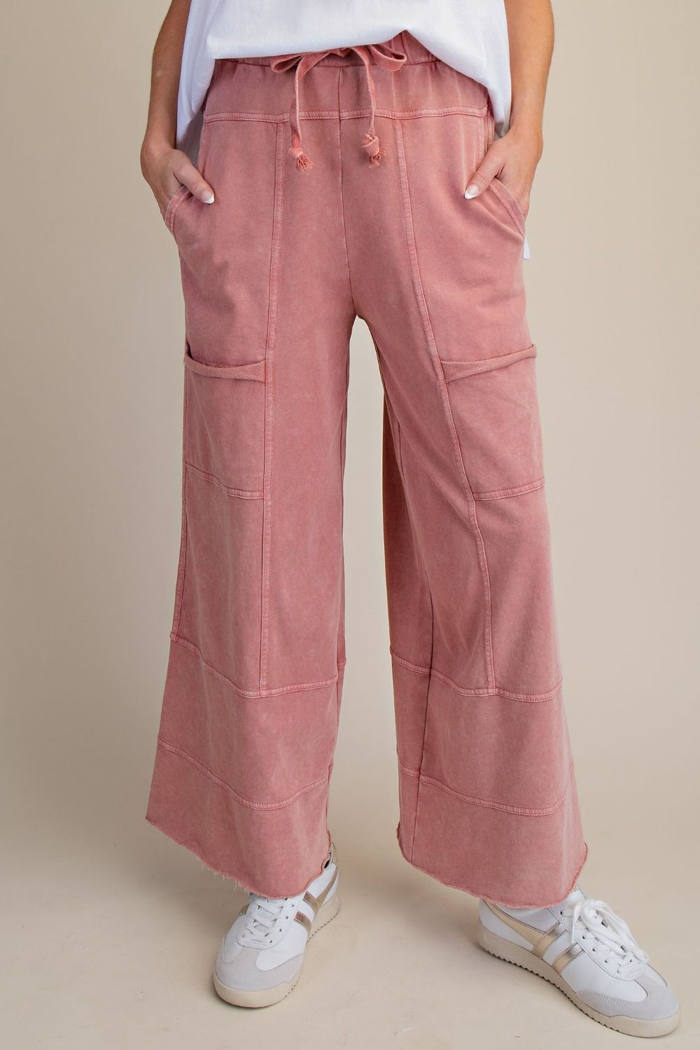 MINERAL WASHED TERRY KNIT PANTS