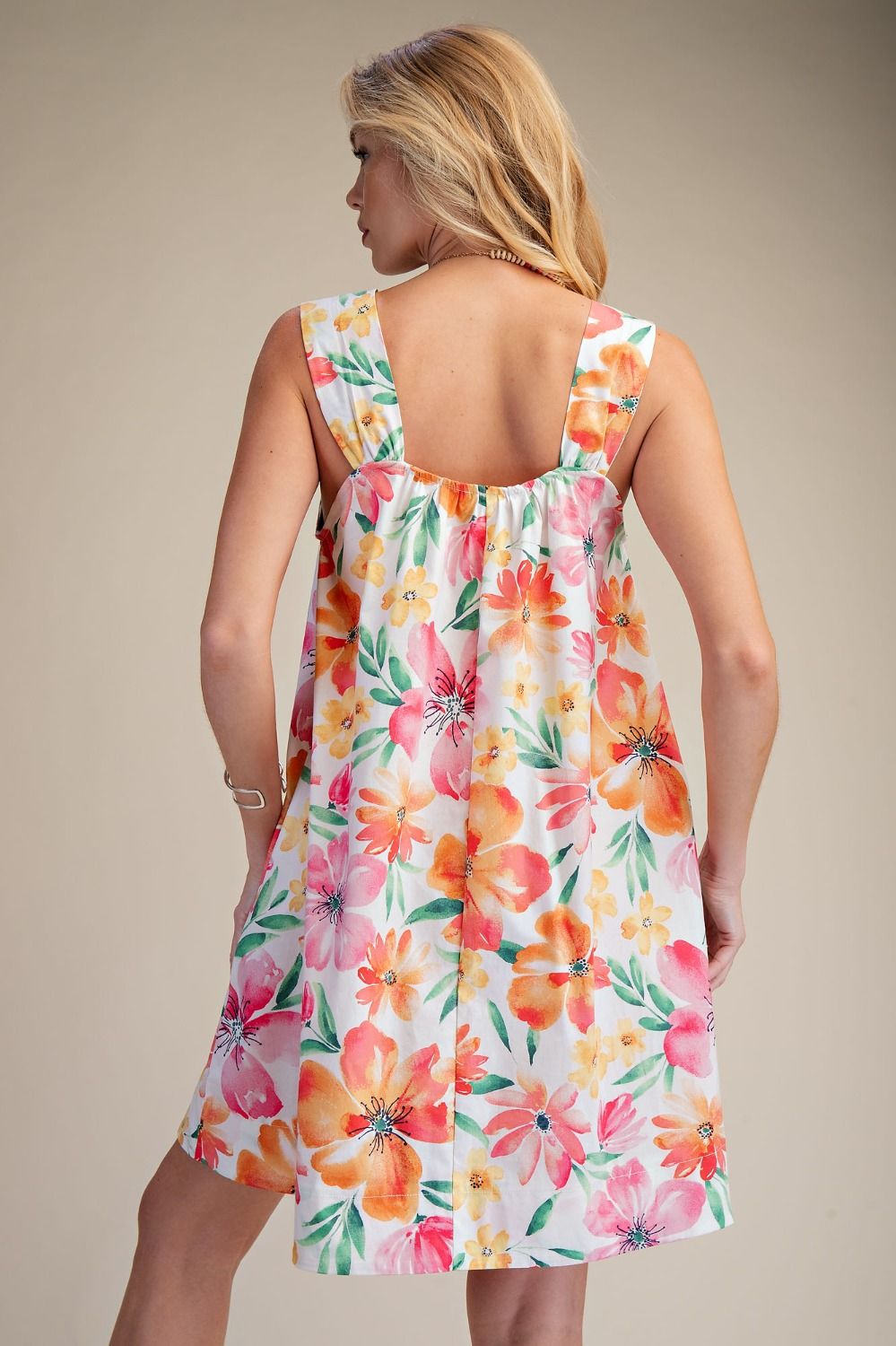 FLORAL PRINTED POPLIN DRESS