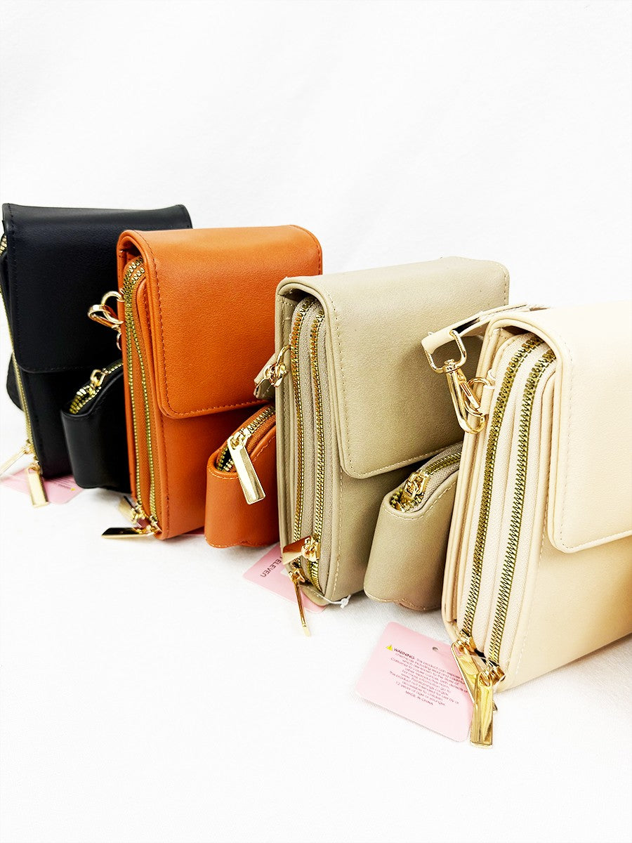 Triple Pocket Coin Purse & Faux Leather Sling Bag