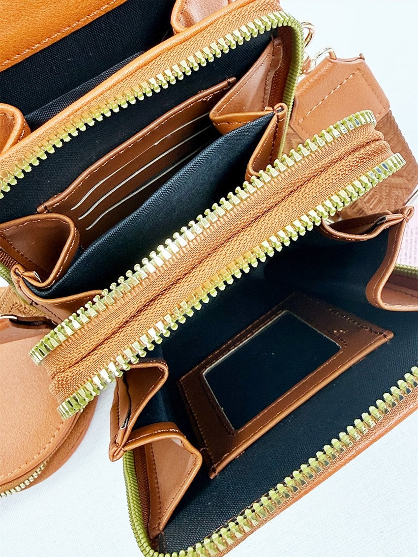 Triple Pocket Coin Purse & Faux Leather Sling Bag